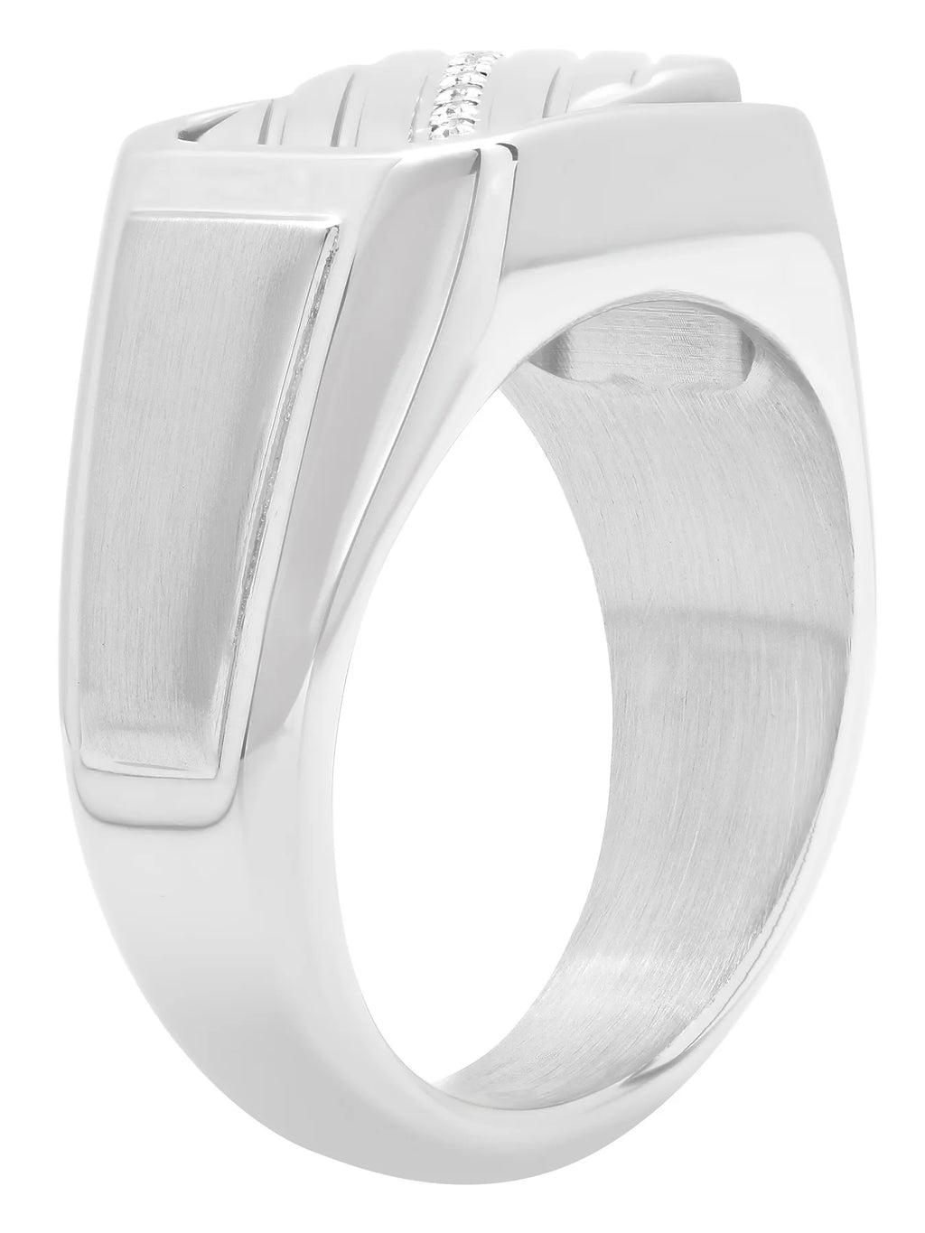 Mens Stainless Steel Black Reversible Fashion Ring W3278