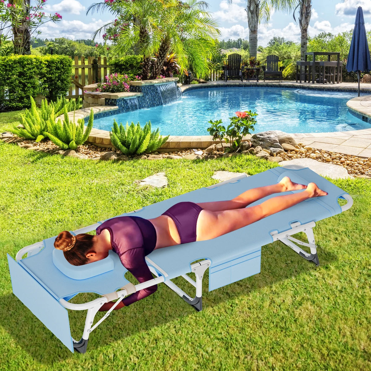 Adjustable Tanning Chair with Face & Arm Holes Z575803