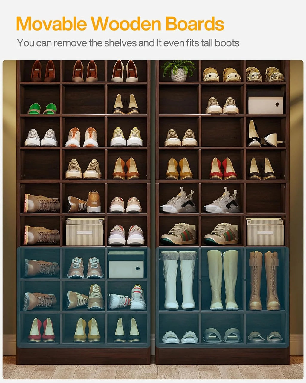 10-Tier Wooden Shoe Storage Cabinet with 30 Cubbies N427138