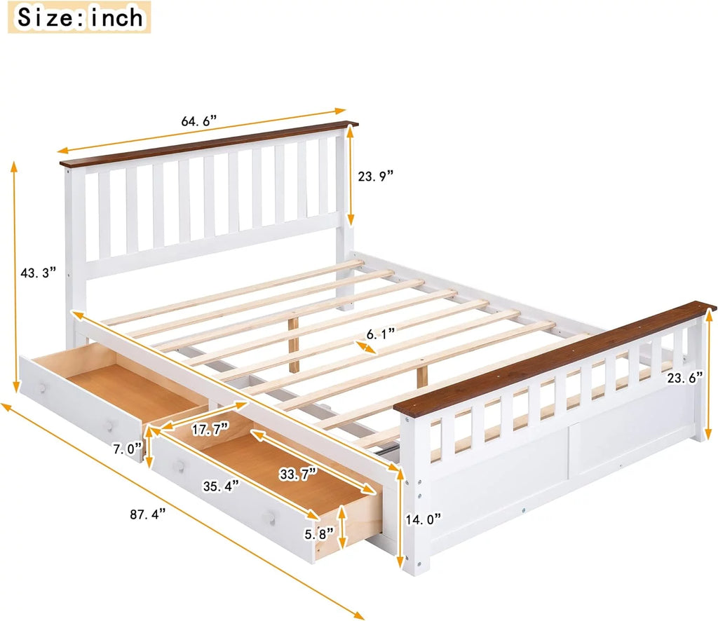 Queen Size Storage Platform Bed with 2 Drawers H6476