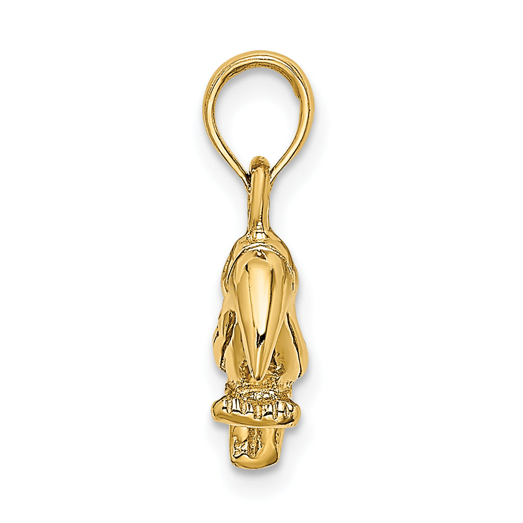 10K Yellow Gold Toucan Bird Pendant Charm with Rope Chain Necklace 16'' L2701