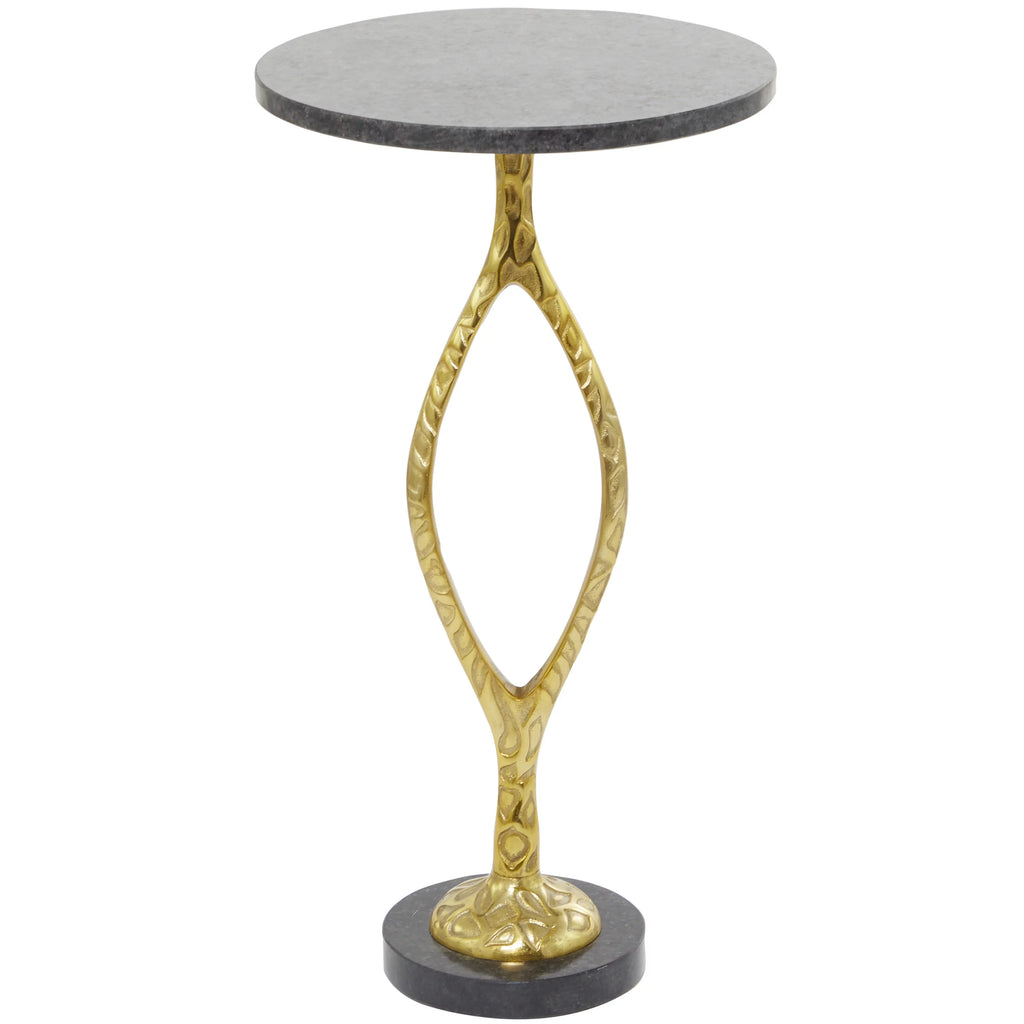 Gold Aluminum Accent Table with Black Marble Base Q64240