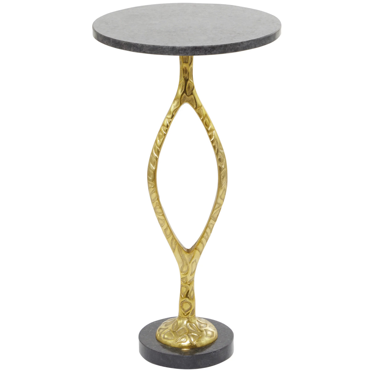 Gold Aluminum Accent Table with Black Marble Base Q64240