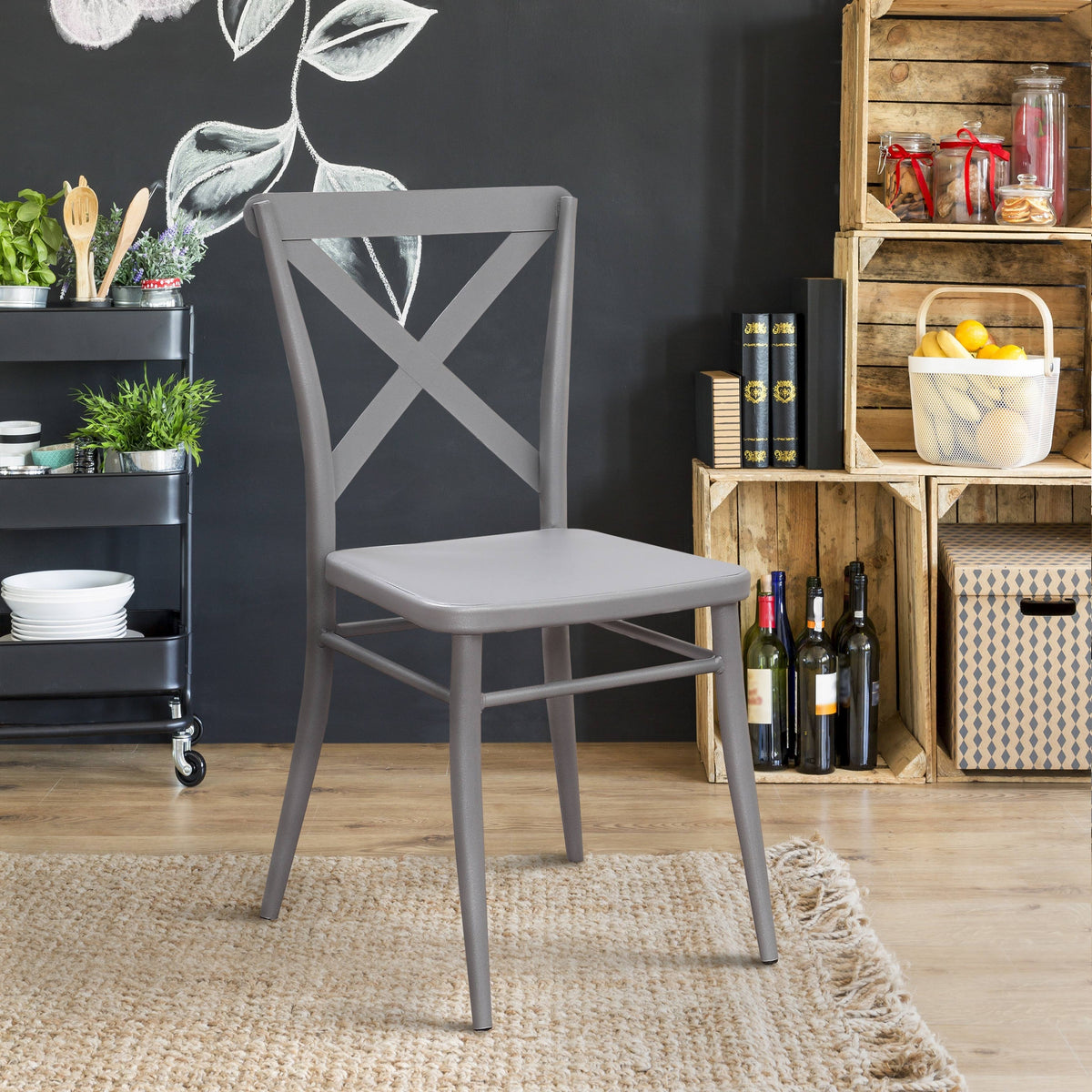 Black Metal Side Chairs (Set of 2) V473275