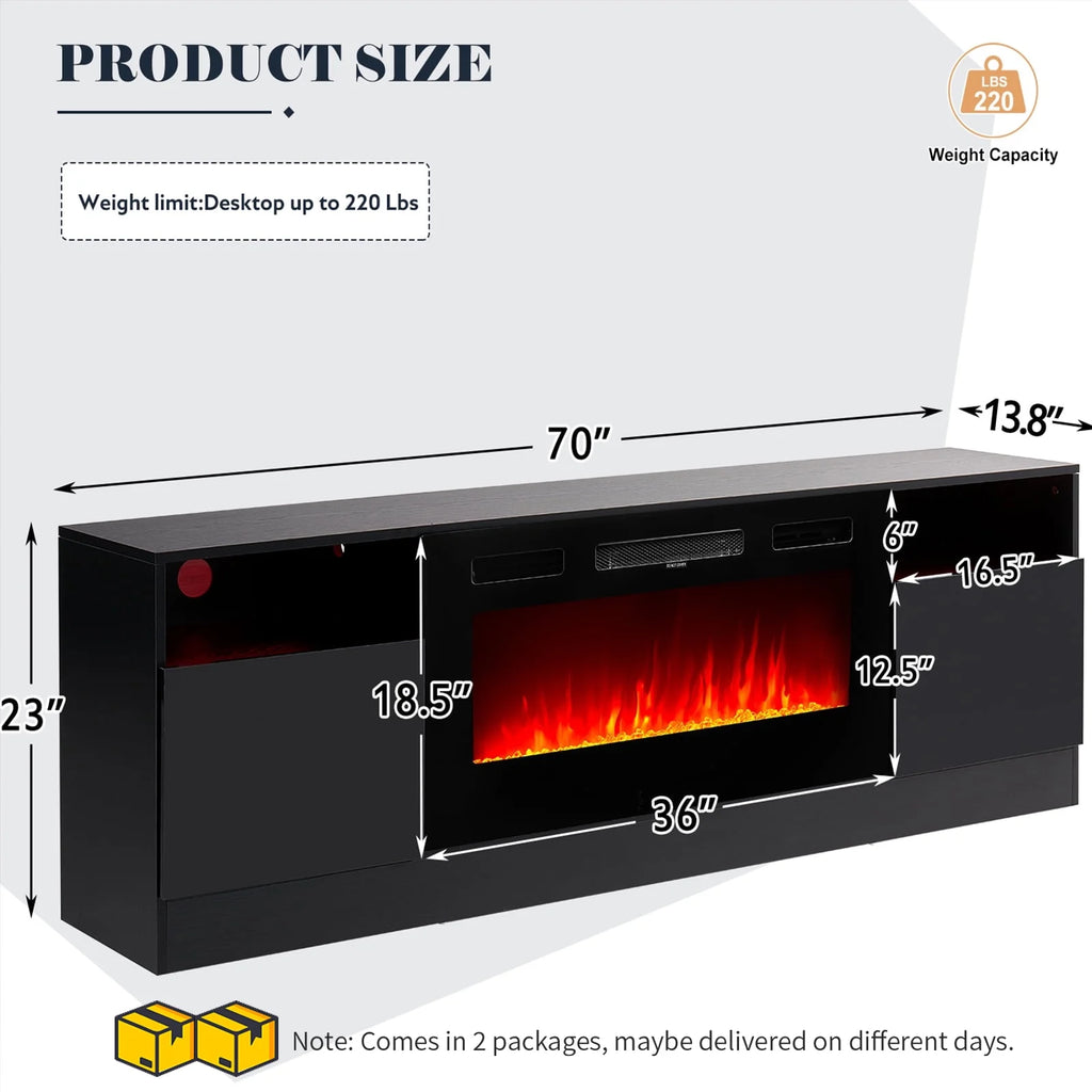 Black Fireplace TV Stand with 36'' Electric Fireplace F30208