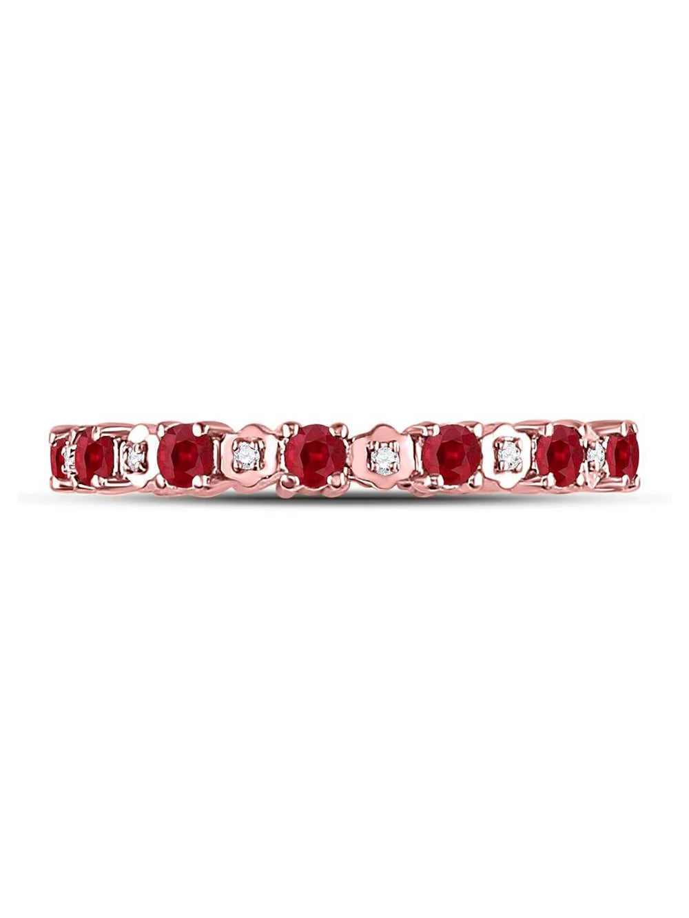 Rose Gold Ruby Diamond Eternity Stackable Band Ring D770018