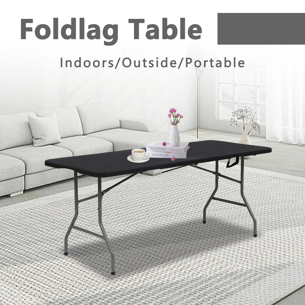 6ft Black Folding Plastic Table H221947
