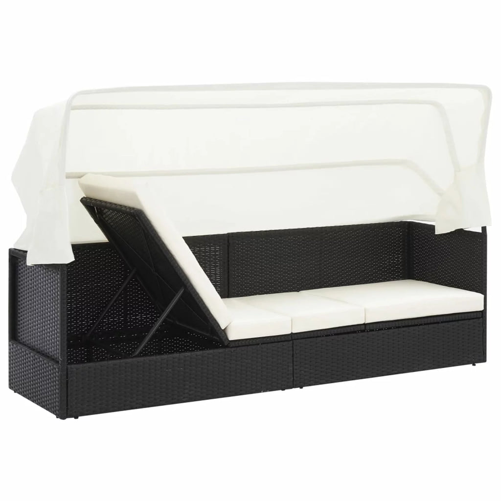 Adjustable Sun Lounger with Canopy and Cushion T150050