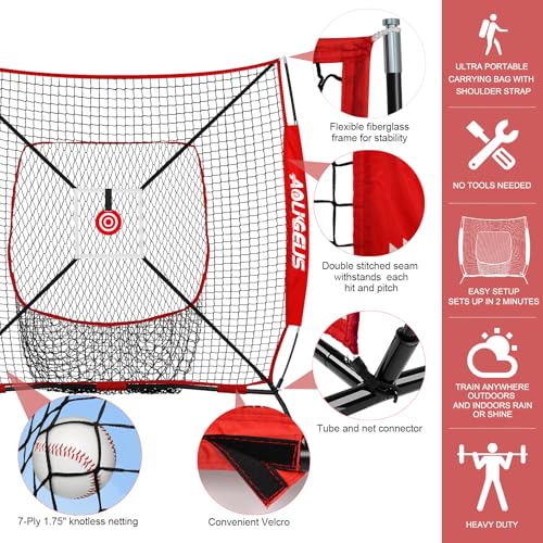 6'X6' Baseball Softball Practice Net with Strike Zone Target P54299