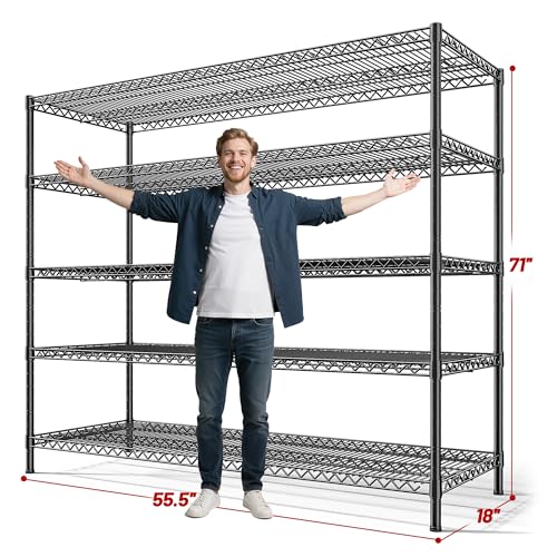 55.5" W 5 Tier Metal Shelving Unit W6133