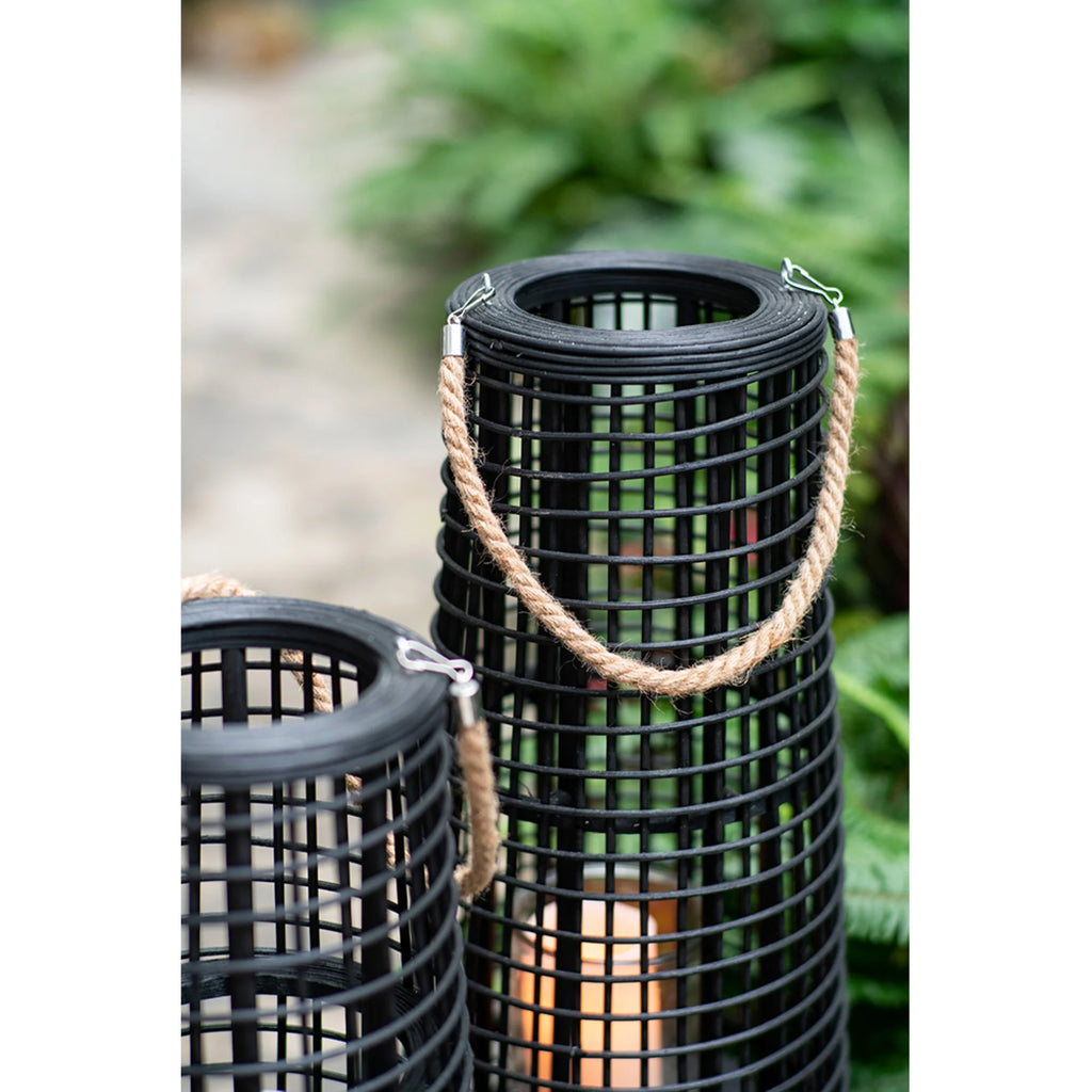 Black Tapered Candle Lantern with Handle O4593