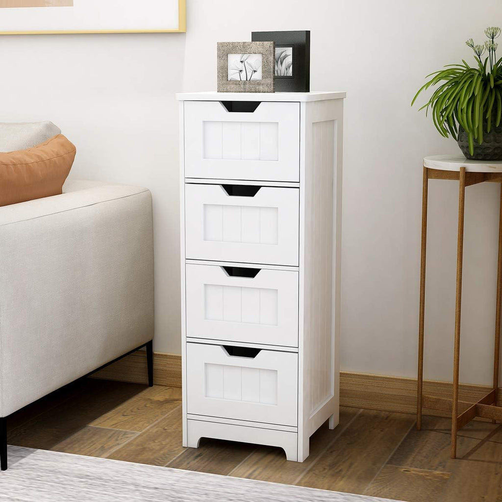 White Freestanding Storage Cabinet with 4 Drawers F3323