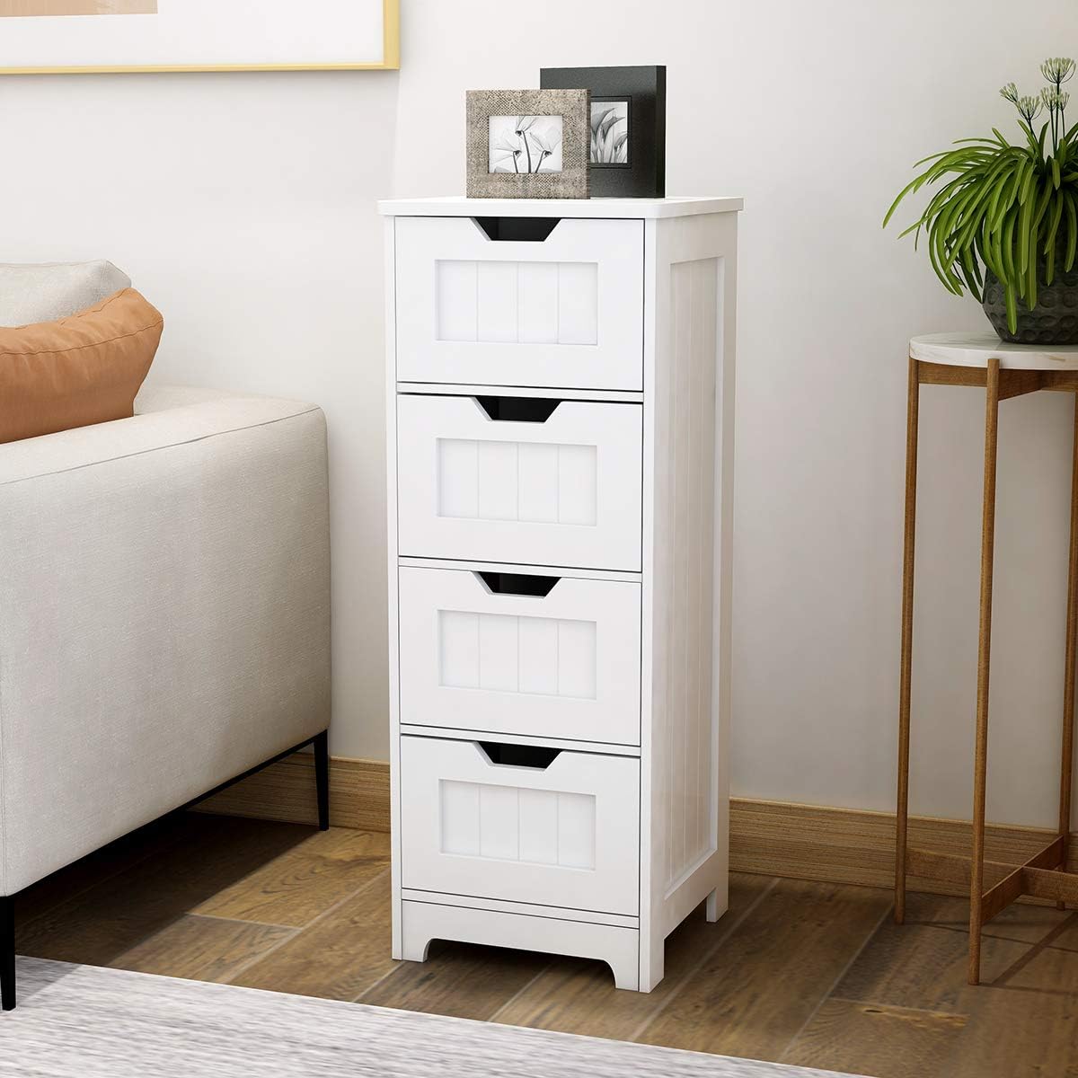 White Freestanding Storage Cabinet with 4 Drawers F3323