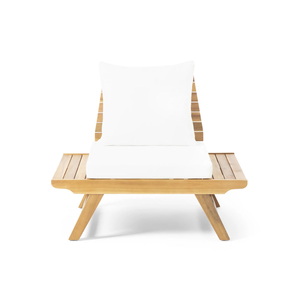 White Outdoor Wood Club Chair with Cushion Set of 2 P8033