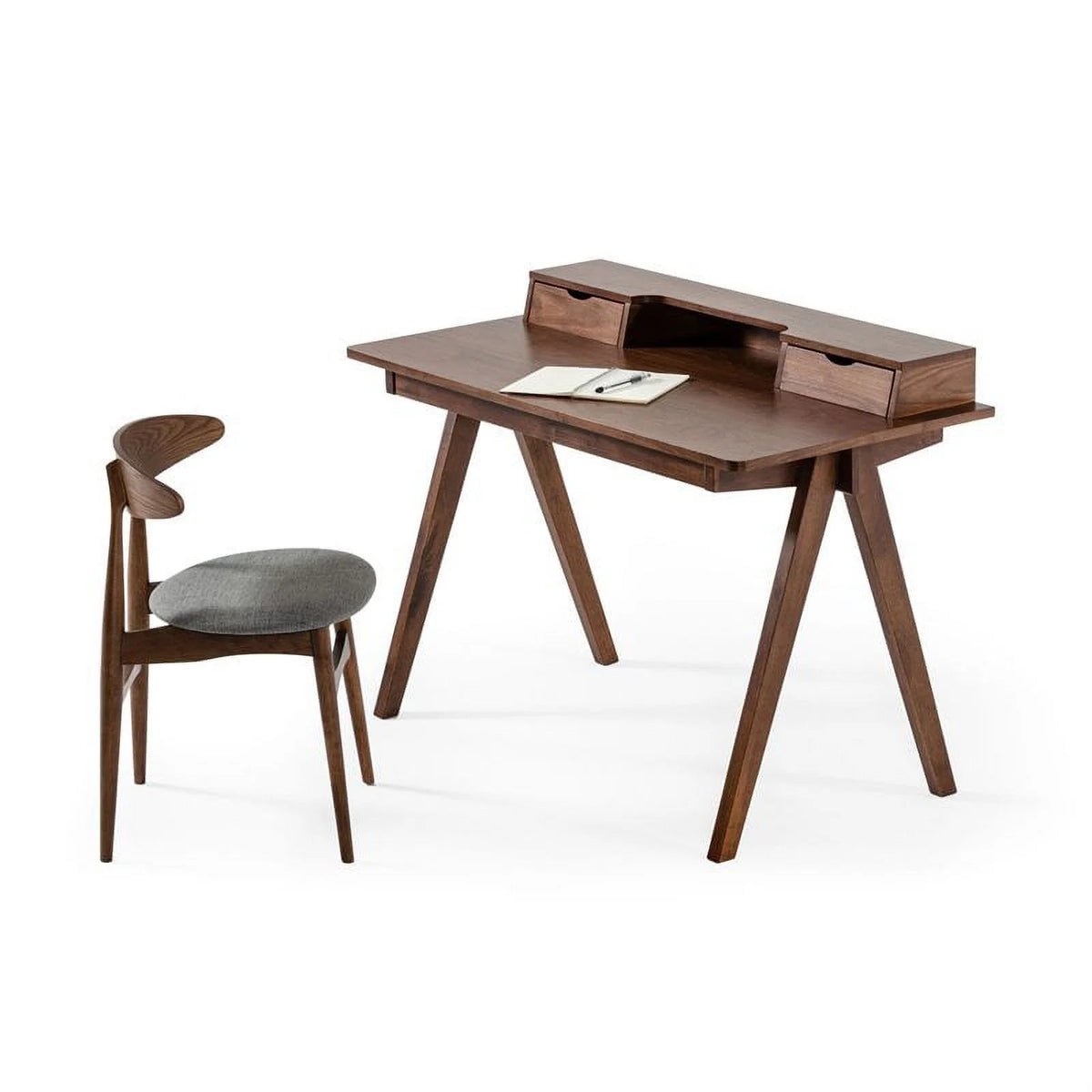 48" Rectangular Solid Wood Office Desk in Walnut T1700