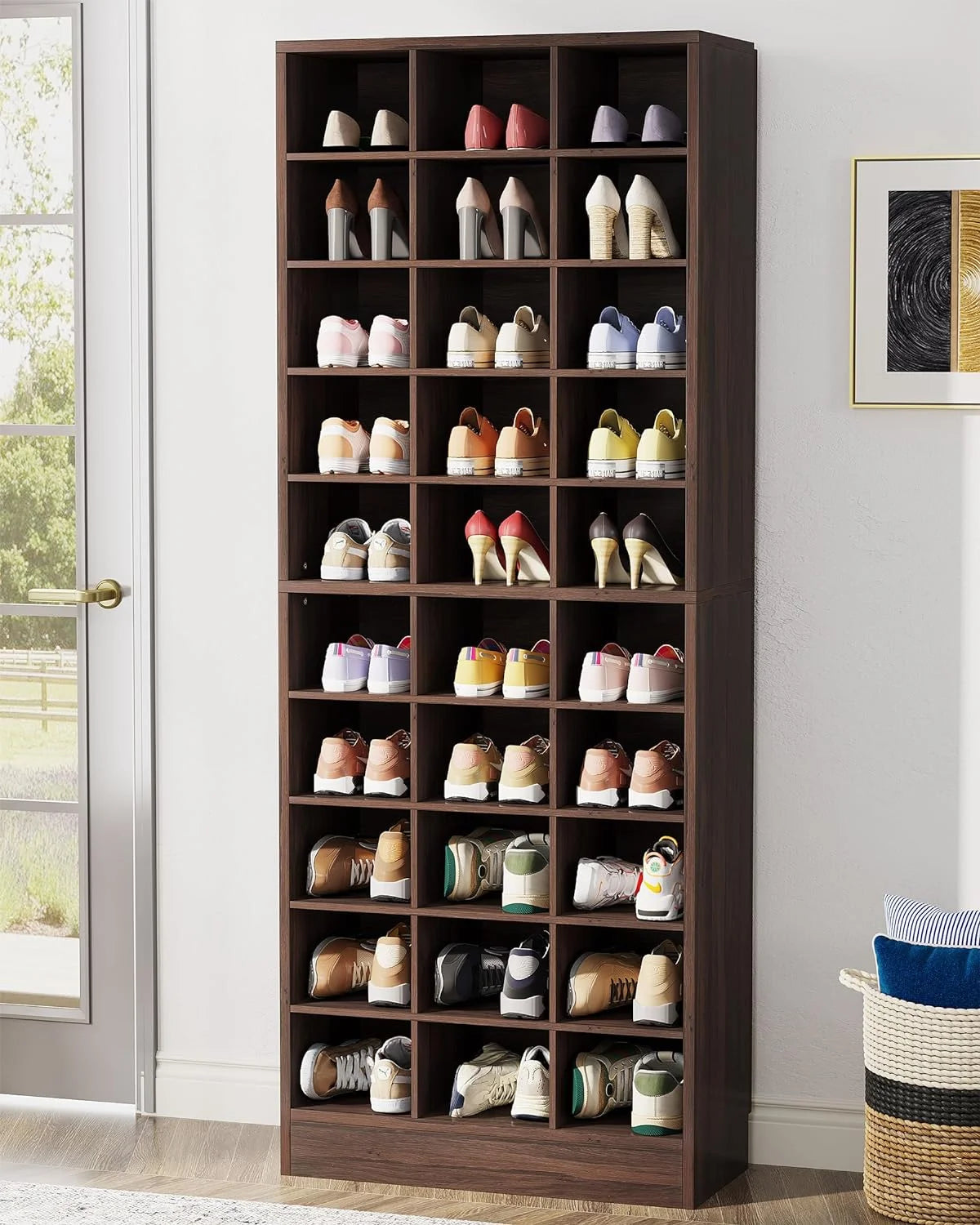 10-Tier Wooden Shoe Storage Cabinet with 30 Cubbies N427138