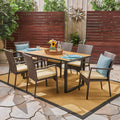 6-Seater Rectangular Acacia Wood and Wicker Dining Set R344