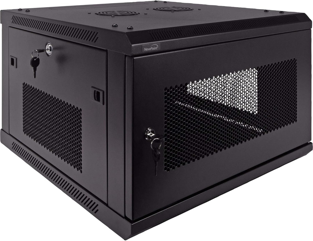 6U Wallmount Cabinet Enclosure 19-Inch Server Network Rack with Locking Perforated Door Black B878129