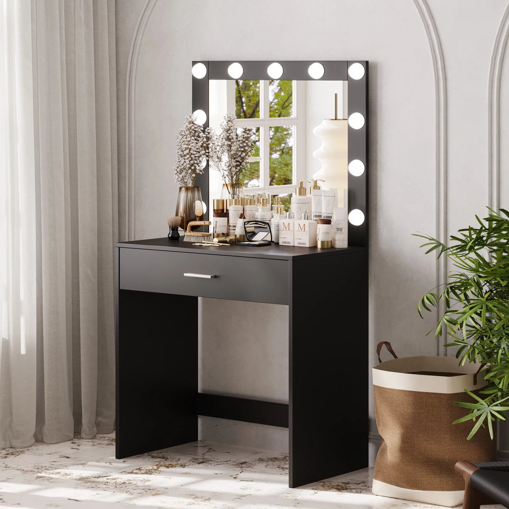 Black Makeup Vanity Table with Mirror Y41753