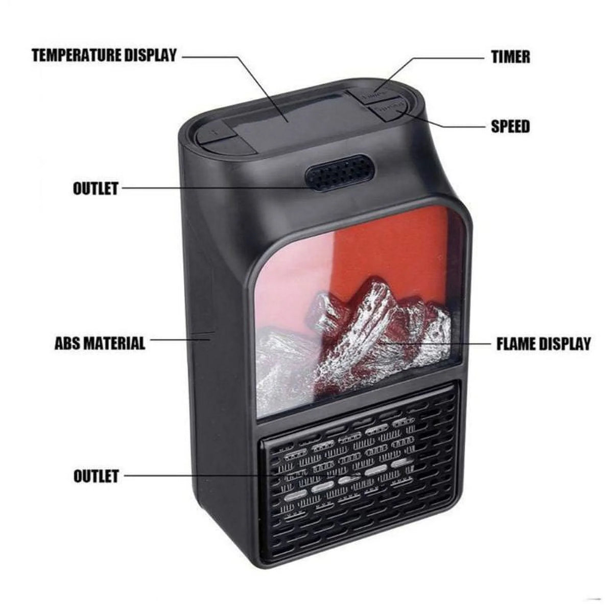 900W Mini Black Ceramic Electric Heater B324
