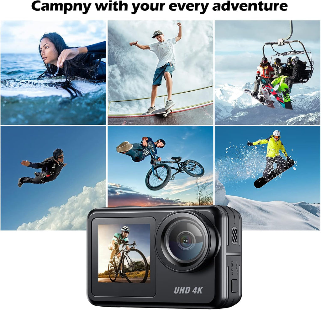 4K 20MP Dual Screen Waterproof Action Camera with EIS Remote Control E446621