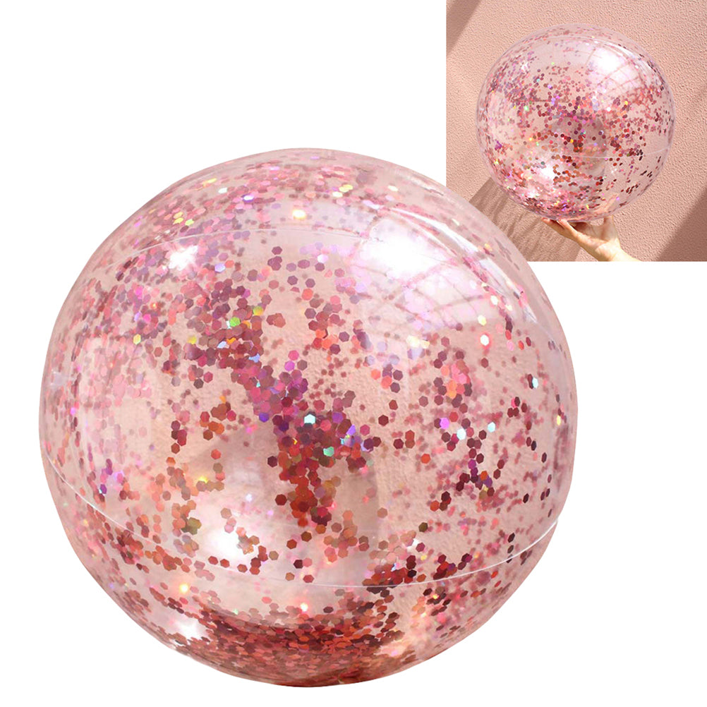 4 Pcs Glitter Ball and Pump Set Round Outdoor Indoor Pool Game Play Toy Golden Sequin Beach Ball Q489615