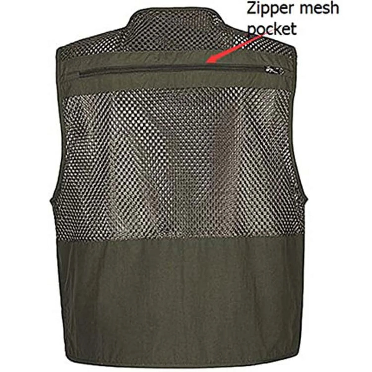 Beige XL Mesh 16 Pockets Fishing Hiking Vest O6368