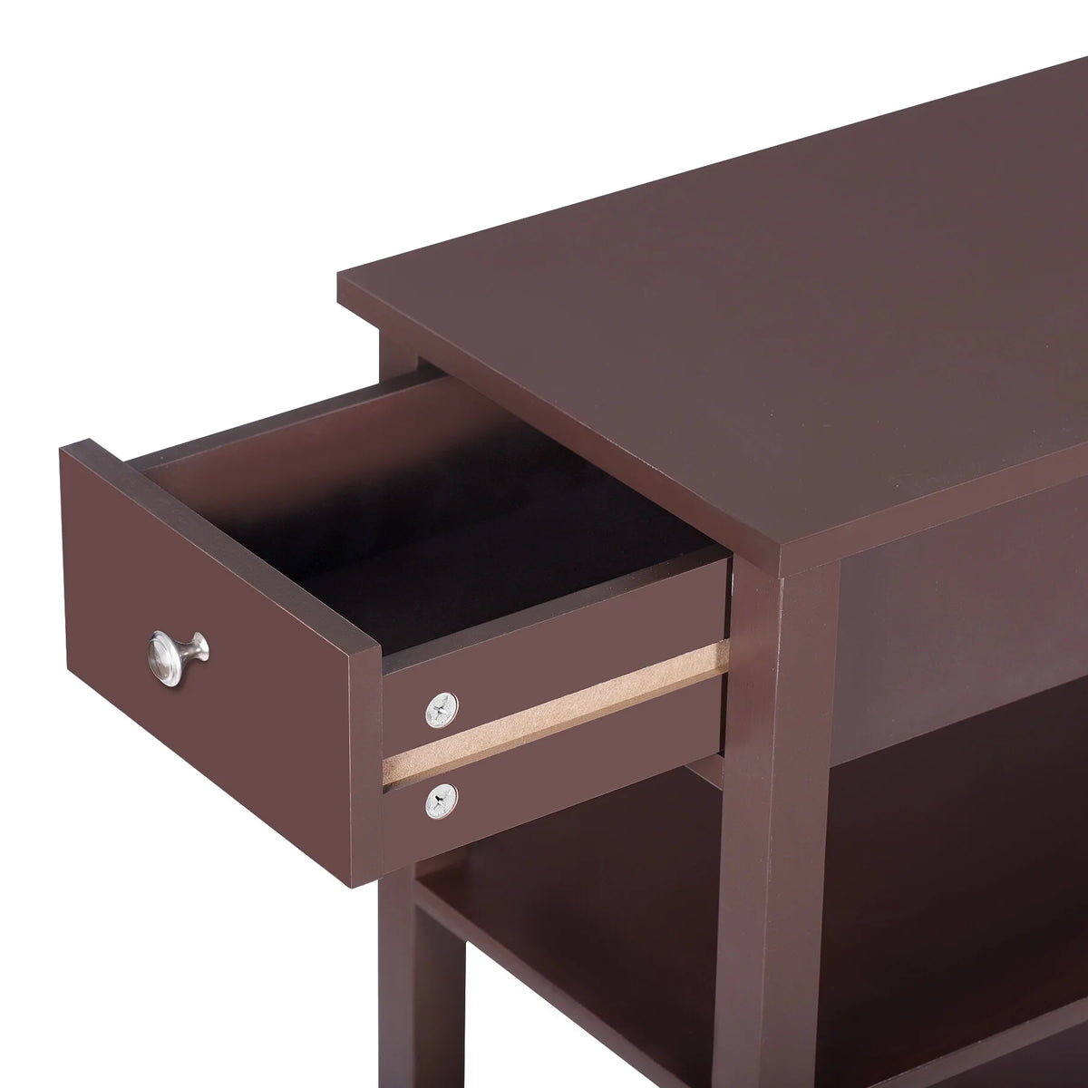 2 Pack 3-Tier Narrow MDF End Table with Drawer & Storage Shelf G614938