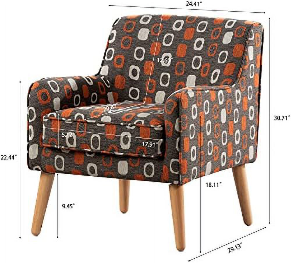 Grey Pattern Linen Fabric Accent Chair Z70879