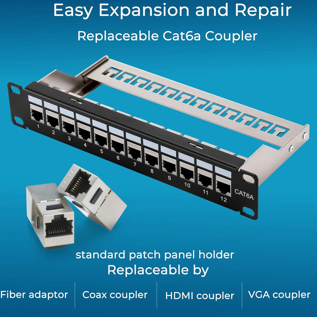 12 Port Cat6A Shielded Patch Panel X980