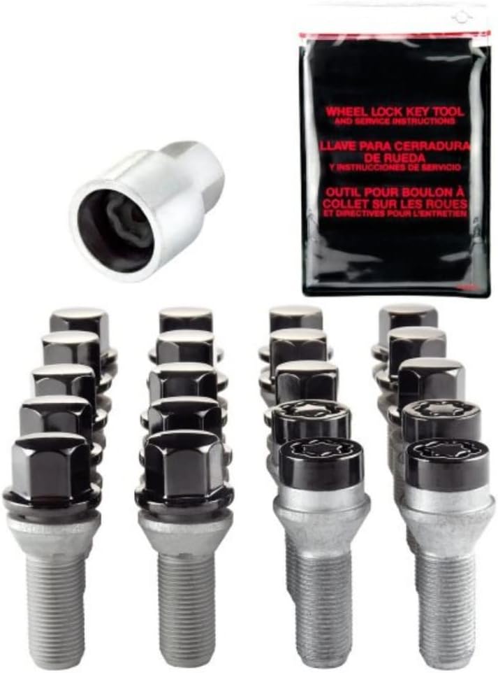 Black 5 Lug Hex Lug Bolt Install Kit with Locks T617508