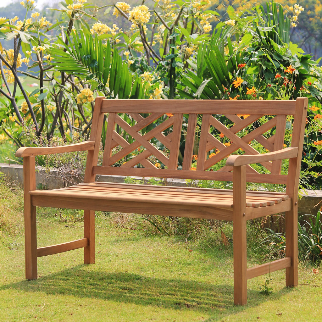 Natural Teak Wood Patio Bench R370325