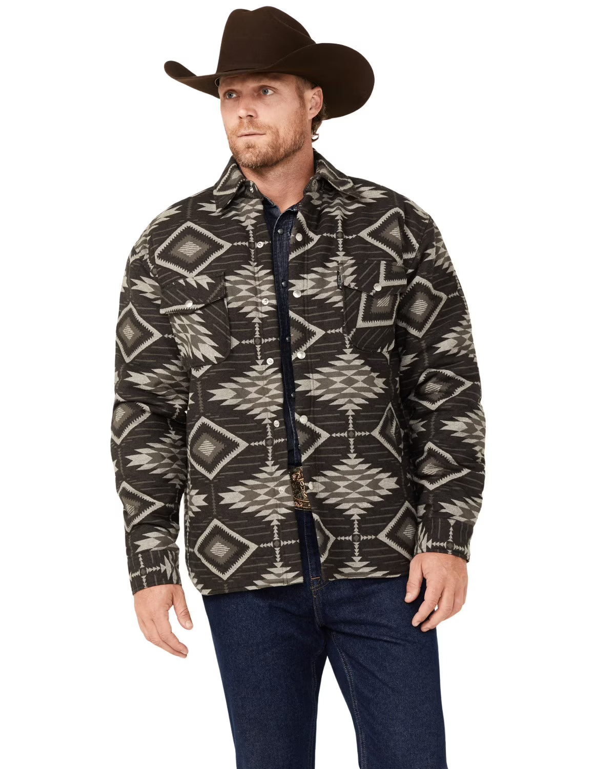 Black Lined Snap Shirt Jacket L5312
