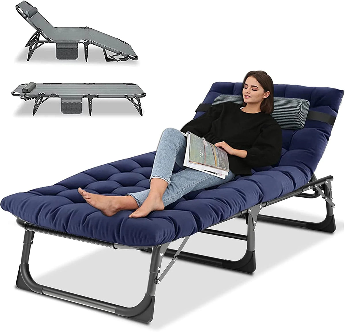 Folding Camping Cot with Cushion & Pillow B790