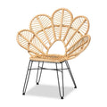 Natural Brown Rattan and Black Metal Accent Chair N6790