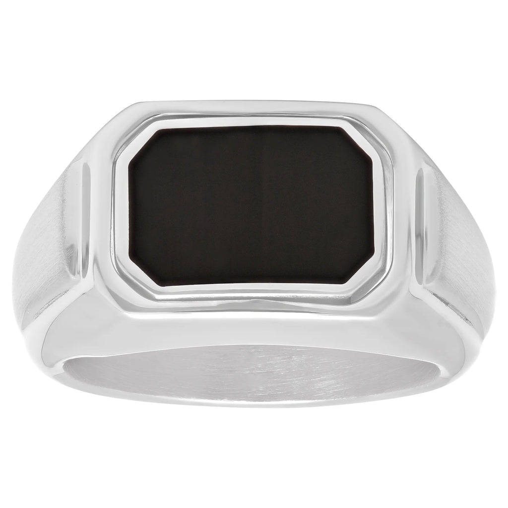 Mens Stainless Steel Black Reversible Fashion Ring W3278