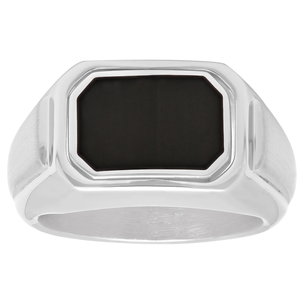 Mens Stainless Steel Black Reversible Fashion Ring W3278