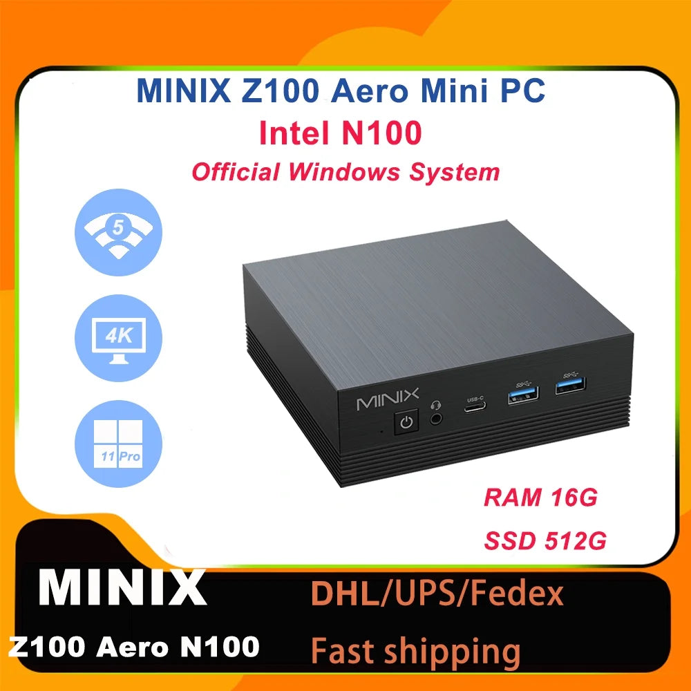 Intel N100 Mini PC 16GB RAM 512GB SSD Windows 11 Pro V12945