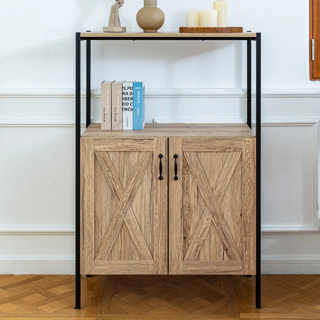 47" Oak Storage Cabinet with Hutch C21449