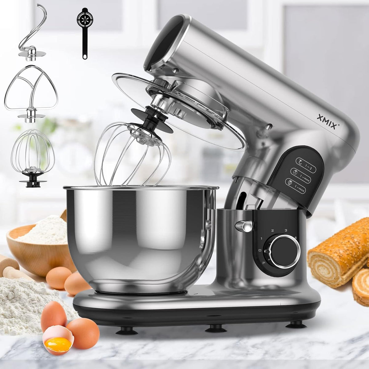 6-Speed 500W Tilt-Head Stand Mixer with Stainless Steel Bowl W51470