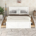 White Queen Size Platform Bed with 4 Drawers J94429