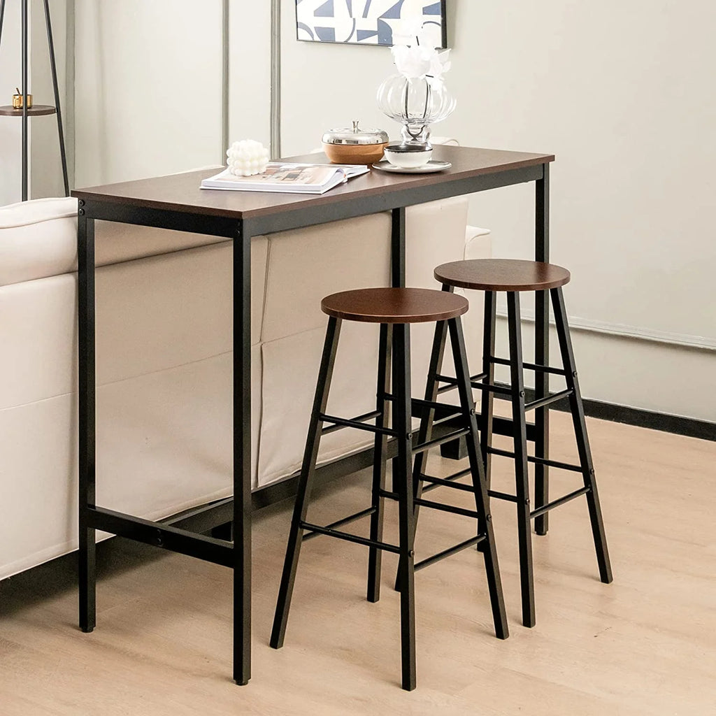3-Piece Counter Height Table Set with 2 Round Stools Black F722474