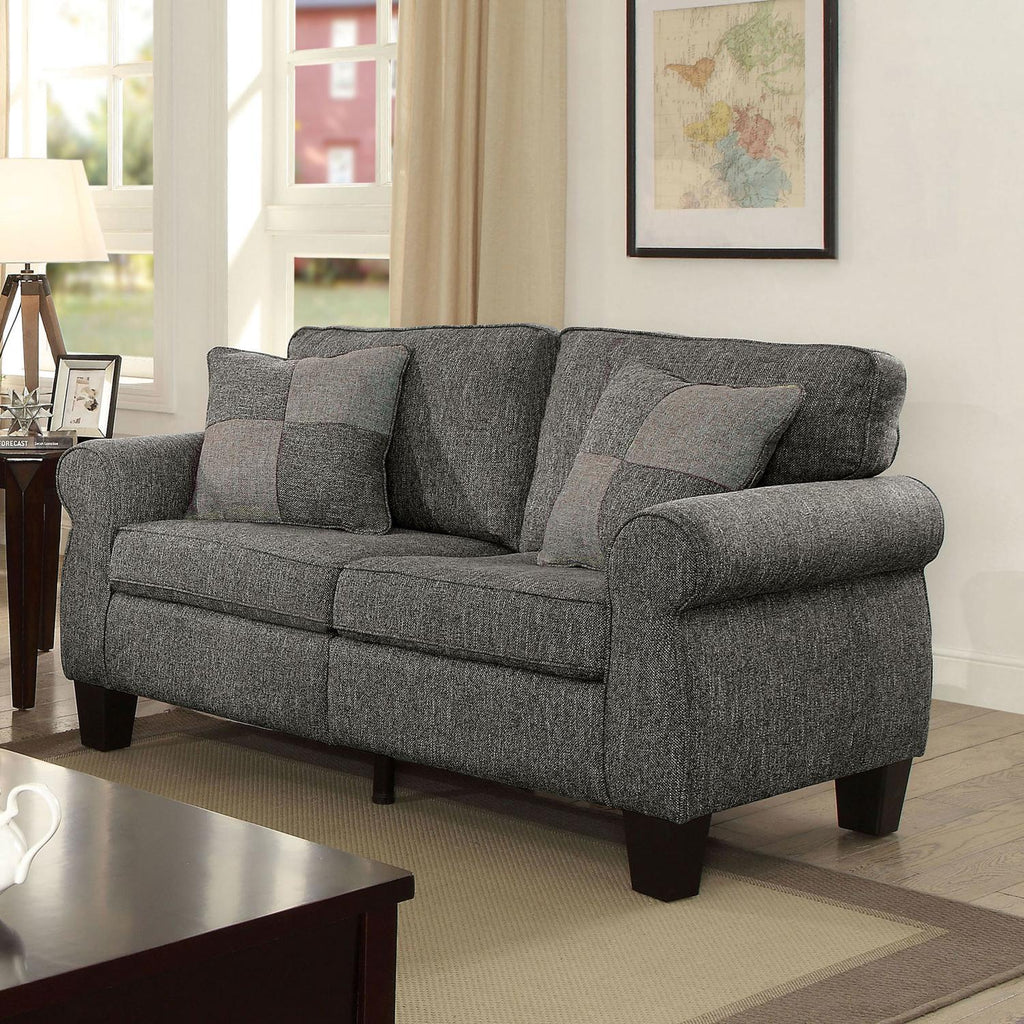 Dark Gray Linen-like Fabric Sofa and Loveseat Q787