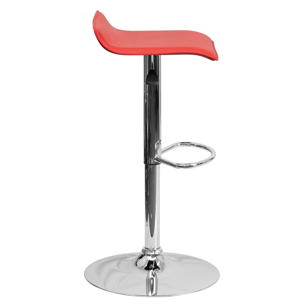 Red Vinyl Height Adjustable Barstool with Chrome Base U232165
