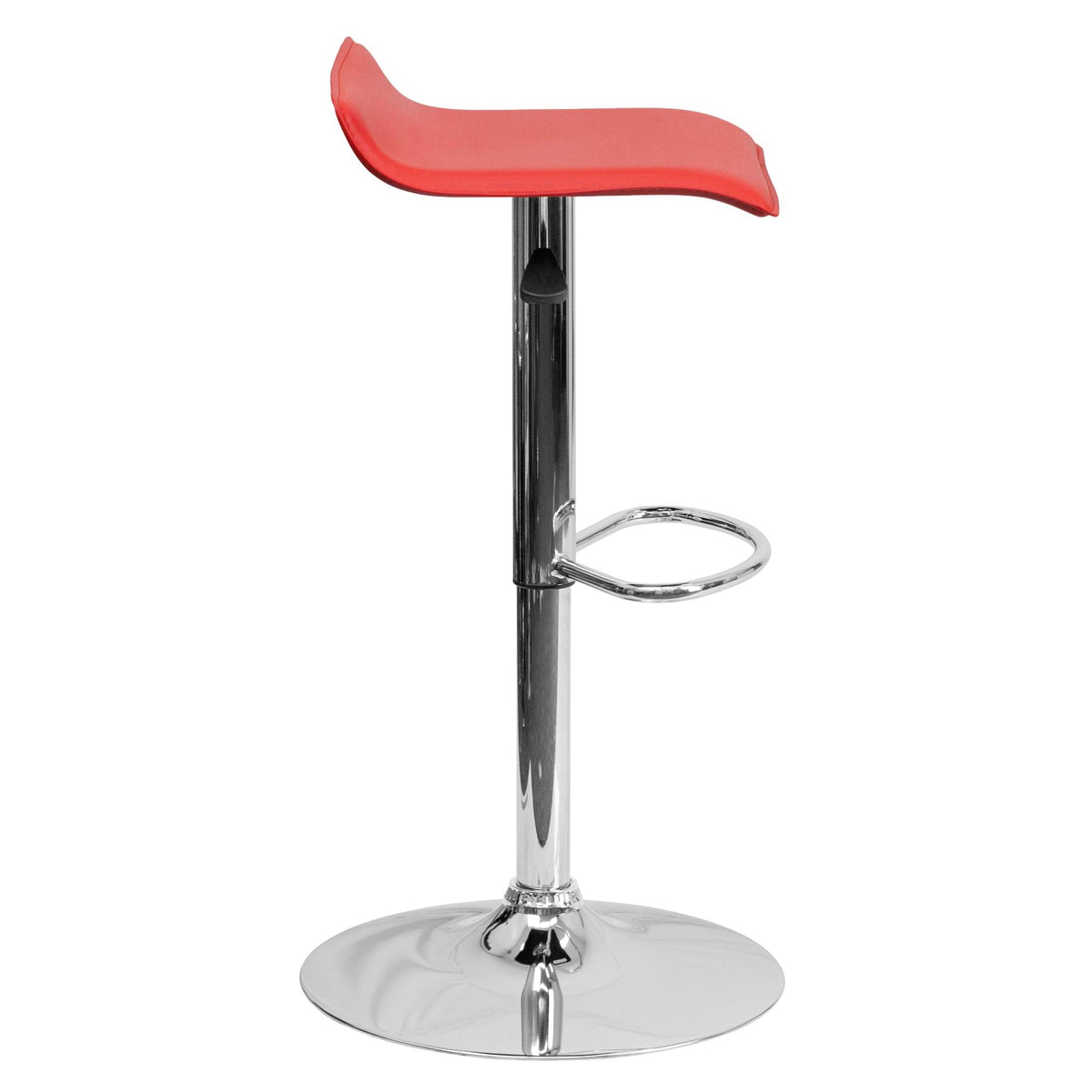 Red Vinyl Height Adjustable Barstool with Chrome Base U232165