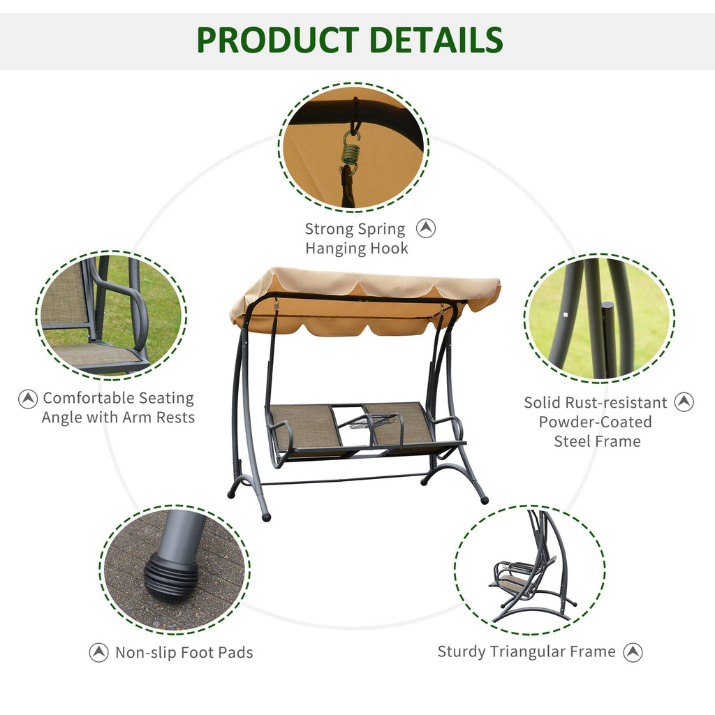 Covered Porch Canopy Swing Bench Chair with Stand Z3999