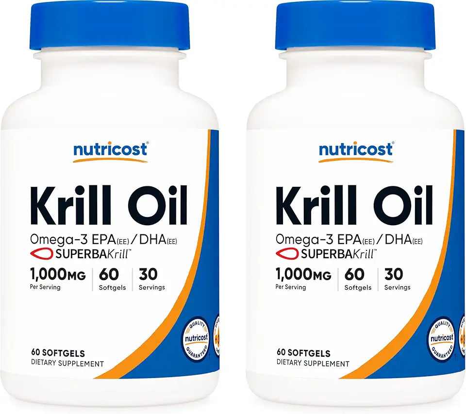 Krill Oil 1000mg 60 Liquid Softgels 2 Bottles Omega-3 EPA-DHA J5101