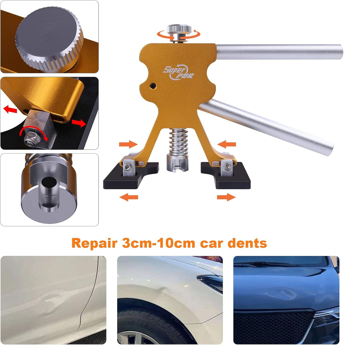 68 Pcs Auto Body Paintless Dent Removal Tools Kit LED Reflect Light Board Dent Lifter Bridge Puller Set H4174