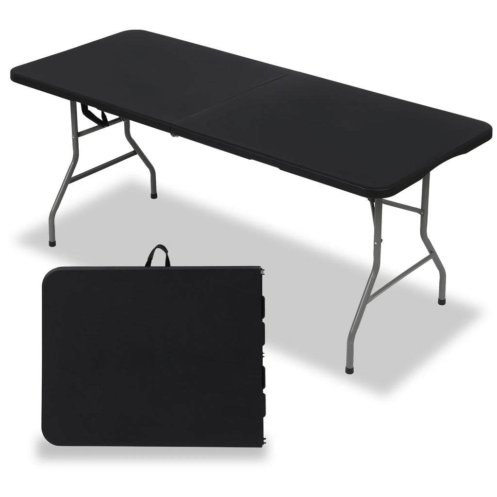 6ft Black Folding Plastic Table H221947