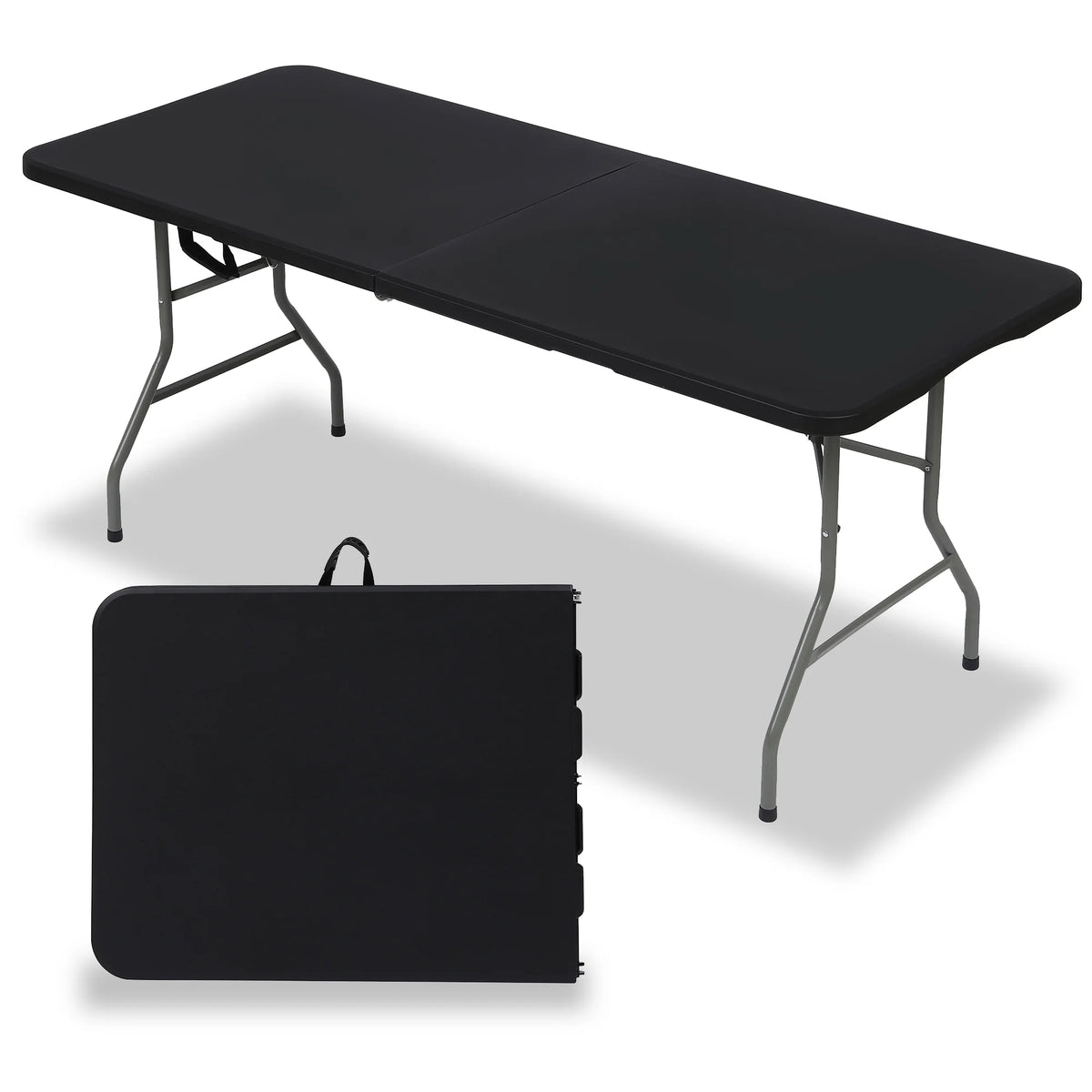6ft Black Folding Plastic Table H221947